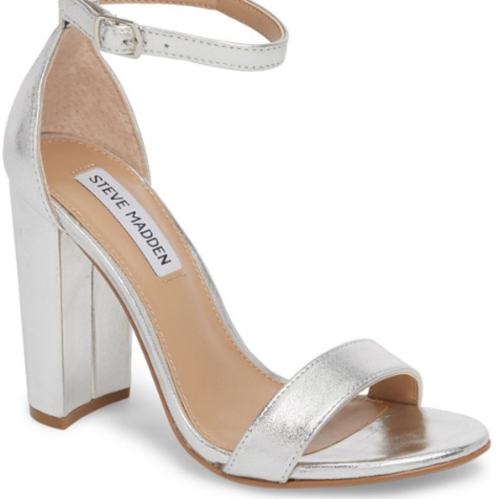 Steve Madden Silver Leather Heels